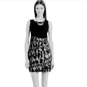 Missoni Spell it Out Mini Dress Y2K Black White Knit Sleeveless Shift Dress Sm